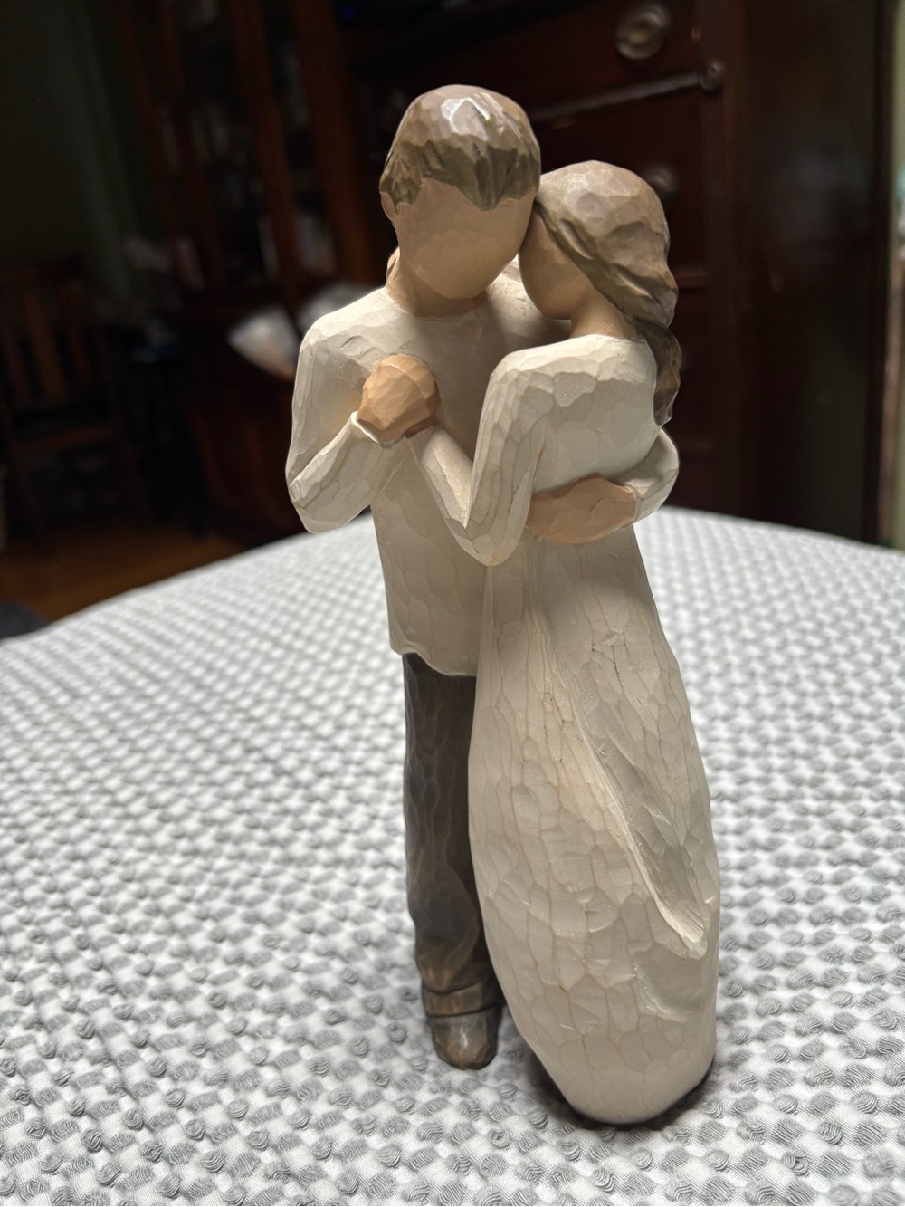 Willow Tree Carved Dancing Couple Figurine in Cream and Brown